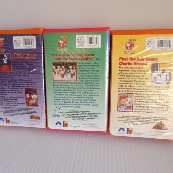 +Lot 3 Charlie Brown Peanuts VHS Christmas/Thanksgiving/Great Pumpkin (Elsa) - Picture 2 of 9